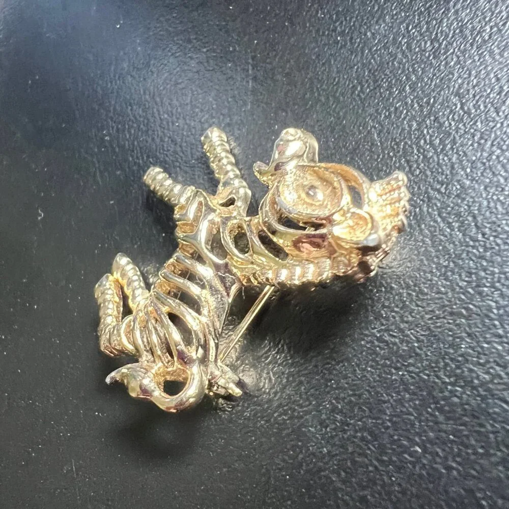Vintage Sarah Coventry Zebra Brooch Open Gold Tone‎ Horse Figural Pin